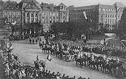 Parade of the French 4th Army on Place de la République in Strasbourg on 22 November 1918.