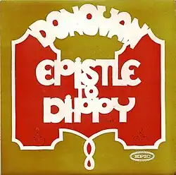 The words "Epistle to Dippy" and "Donovan" in white on an orange and yellow background
