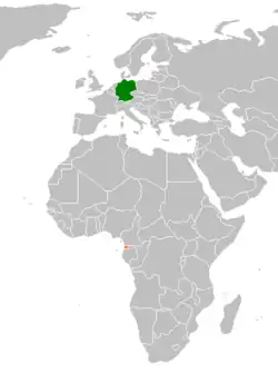 Map indicating locations of Equatorial Guinea and Germany