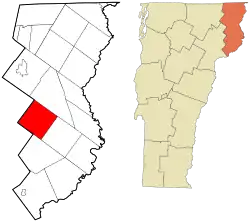 Location in Essex County and the state of Vermont.