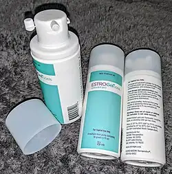 EstroGel 0.06% (estradiol) once-daily hydroalcoholic transdermal gel. Delivers 0.75 mg estradiol per pump.