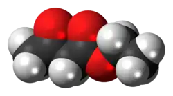 Space-filling model of the ethyl acetoacetate molecule