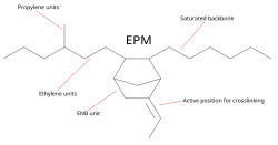 The skeletal formula of ethylene propylene rubber (EPDM).