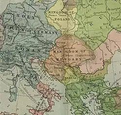 Map of 12th-century Kingdom of Hungary