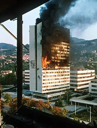 Executive Council Building during the Siege of Sarajevo in 1992