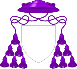 Generic coat of arms of an honorary prelate: amaranth galero with 12 violet tassels