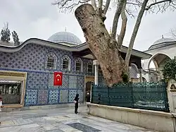 Exterior of the mausoleum of Abu Ayyub al-Ansari, seen from the mosque courtyard