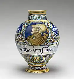 Faentine jar with the head of a warrior, 16th century