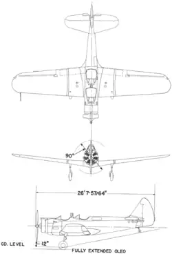 3-view line drawing of the Fairchild PT-23