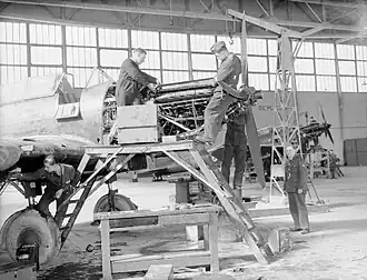 Ground crews of 226 Squadron servicing Fairey Battle engines at Reims, 1939–1940. C1126