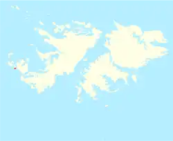 Location of Tea Island within the Falkland Islands