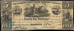 $5/25s. note, as valued under the Halifax rating, from 1835