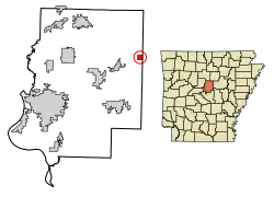 Location of Mount Vernon in Faulkner County, Arkansas.