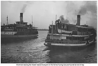 With ferry Kurnell at Walsh Island Dockyard (between 1928 and 1934)