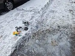 The hole on January 19, shortly after it had been filled in