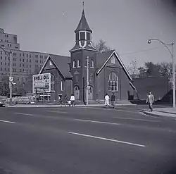 Church at the corner of intersection