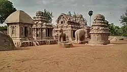 Image 20Rock cut monuments in Mahabalipuram built by the Pallavas in 7th-8th century CE (from Tamils)