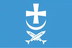 Flag of Azov (Russia) with a Cossack cross