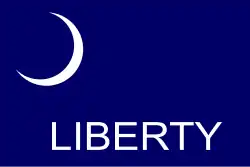 Variant of the Moultrie flag with the word "Liberty" written on the bottom.