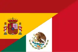 A mixed national flag of Spain and Mexico, representing Spanish
