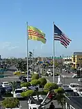 Flags of South Vietnam and the United States outside the mall