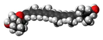 Space-filling model of the flavoxanthin molecule