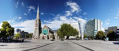 Christchurch Cathedral Square panorama taken before the earthquakes