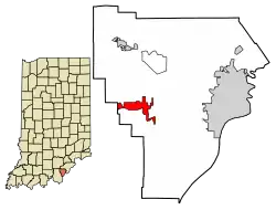 Location of Georgetown in Floyd County, Indiana.