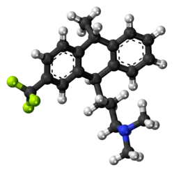 Ball-and-stick model of the fluotracen molecule