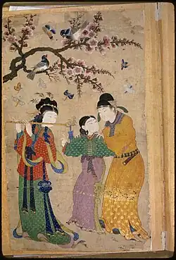 Nobles beneath a Blossoming Branch, Shaykhi, Aq Qoyunlu Tabriz, c. 1470–90.[62]