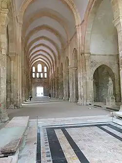 Nave of Fontenay Abbey church, with pointed barrel vaults (1147).