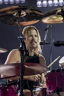 Hawkins performing with Foo Fighters in 2017