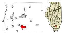 Location of West Frankfort in Franklin County, Illinois.