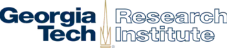 The words "Georgia Tech" in black to the left of a stylized campanile, and the words "Research Institute" in outline to the right of the stylized campanile.