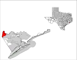 Location in Galveston, and Harris Counties in the state of Texas