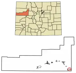 Location of the Mulford CDP in Garfield County, Colorado.