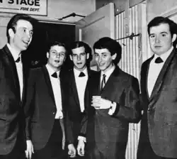 Gary Lewis & the Playboys in 1965. From left to right: John R. West, David Walker, David Costell, Gary Lewis, and Allan Ramsay.
