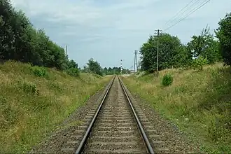 Nowa Wieś Wielka–Gdynia Port railway in Osowa, view towards Gdynia Główna railway station