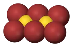 Space-filling model of gold(III) bromide