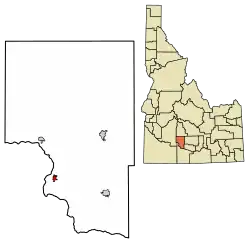 Location of Hagerman in Gooding County, Idaho.