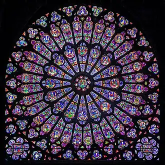 Notre Dame de Paris, Rayonnant north transept window (about 1250)