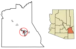 Location of Thatcher in Graham County, Arizona