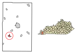 Location of Wingo in Graves County, Kentucky.