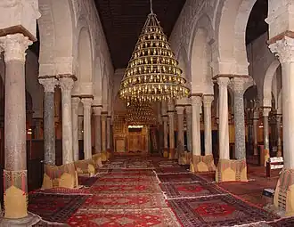View of the central nave of the prayer hall
