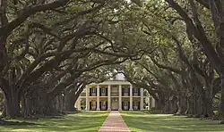 The Oak Alley Plantation house, built in 1839