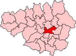 Boundary of Manchester Central in Greater Manchester