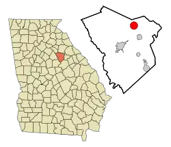 Location in Greene County and the state of Georgia