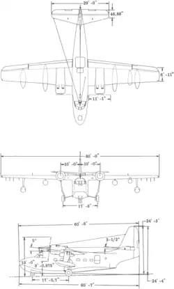 3-view line drawing of the Grumman SA-16A Albatross