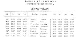 Vilcienu saraksts līnijā Gulbene—Alūksne 1979. gadā