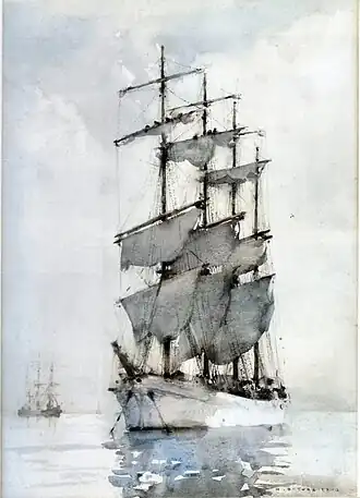 Henry Scott Tuke, Four Masted Barque, 1914
